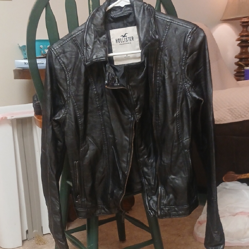 Hollister Women's Dark Leather Jacket